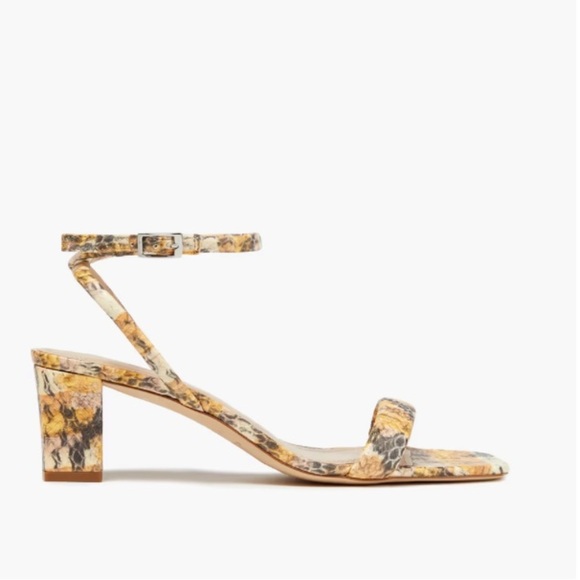Sandro Ankle wrap around Maeva Yellow Brown snake-effect leather sandal 8 Animal - Picture 2 of 11